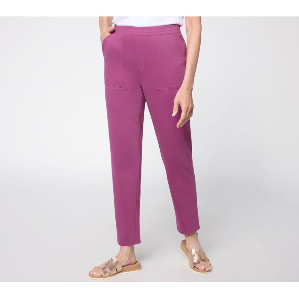 Denim & Co. Women's Pants Sz M Comfy Knit Air Pull-On Tapered Purple